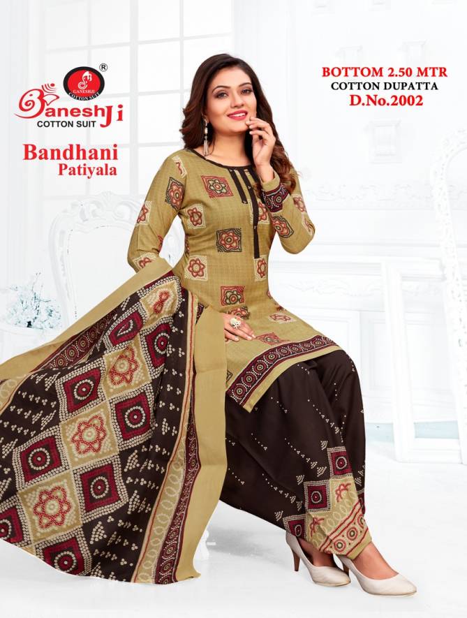 Ganeshji Bandhani Patiyala 2 Fancy Regular Wear Printed Cotton Dress Material Collection